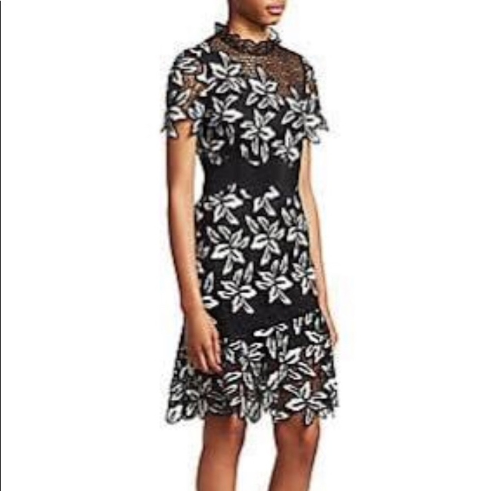 Sea Black and White Floral Midi Dress